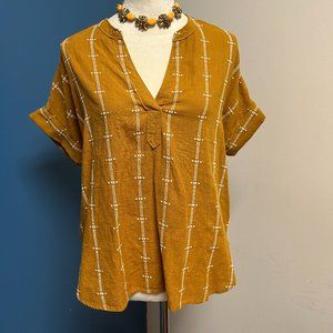 Lakeline Popover Shirttail Top in Jacquard Stripe